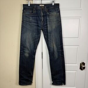 Unbranded Brand UB201 Tapered Jeans Mens 31 (33.5/32) Blue 14.5oz Selvedge Denim